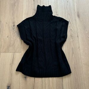 Black Ribbed Turtleneck Sweater Top Size M